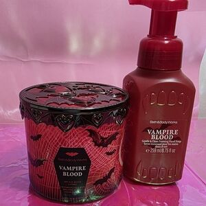Bath & Body Works: Vampire Blood 3 Wick Candle + Vampire Blood Gentle Hand Soap